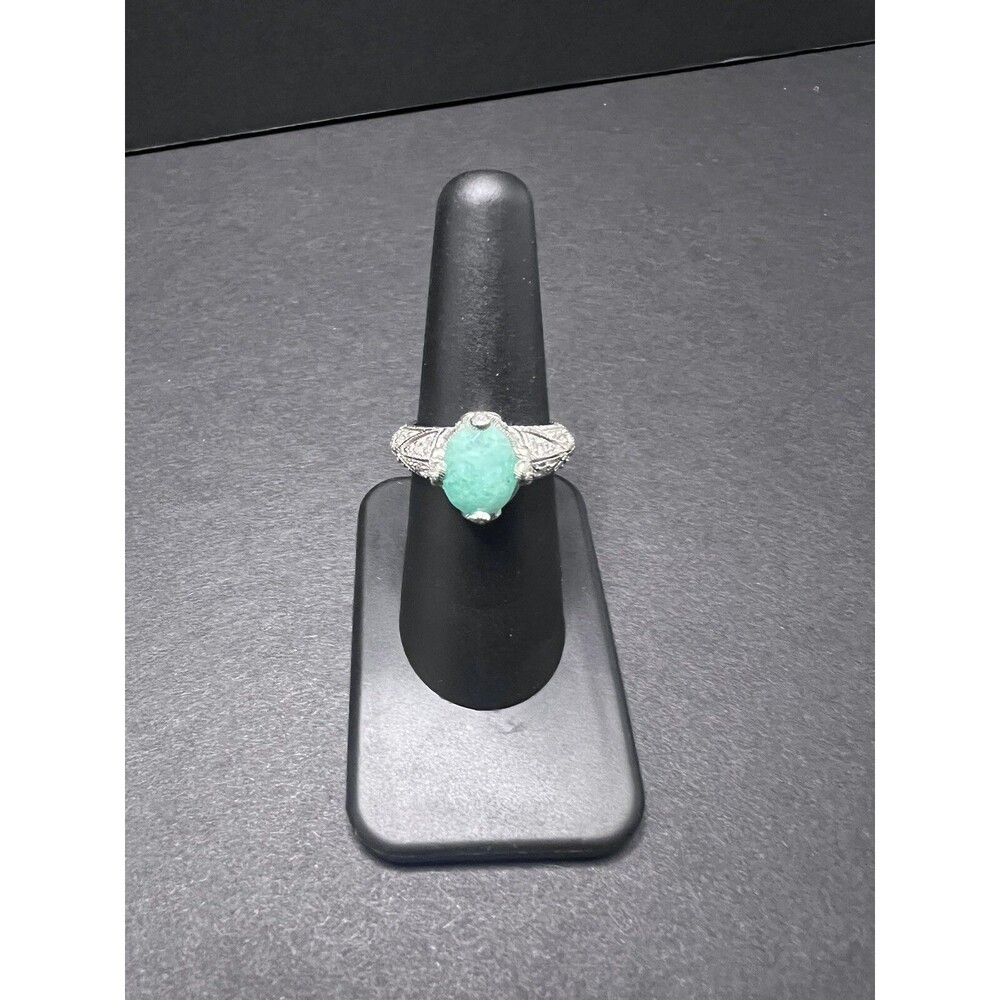 Judith Ripka 925 Sterling Silver Faceted Cushion Aqua Amazonite Ring Size 7